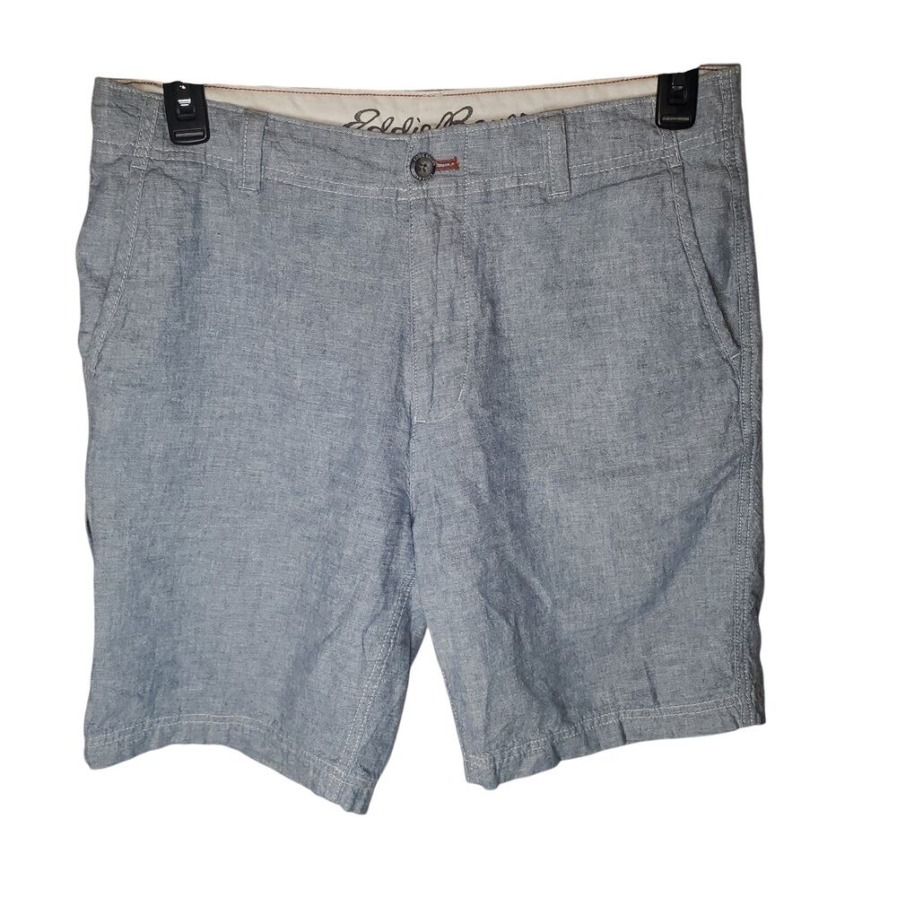 Eddie Bauer Linen Cotton Chambray Shorts Blue (32x9) Coastal